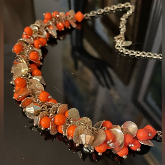 3 for $30 Vintage GoldTone Cluster Beaded Necklace Orange Gold Beads Signed VCLM - Picture 2 of 12